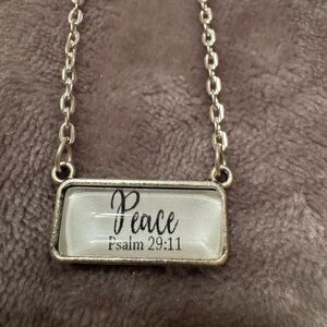 Silver Chain Necklace with Psalm 29:11 Pendant